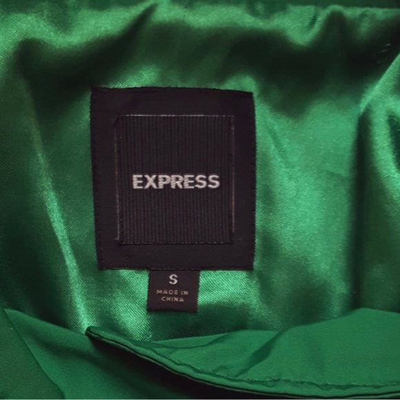 NWOT Express Women’s Zippered Moto Rain Jacket Emerald GREEN 🍀 SZ Small - Picture 10 of 12